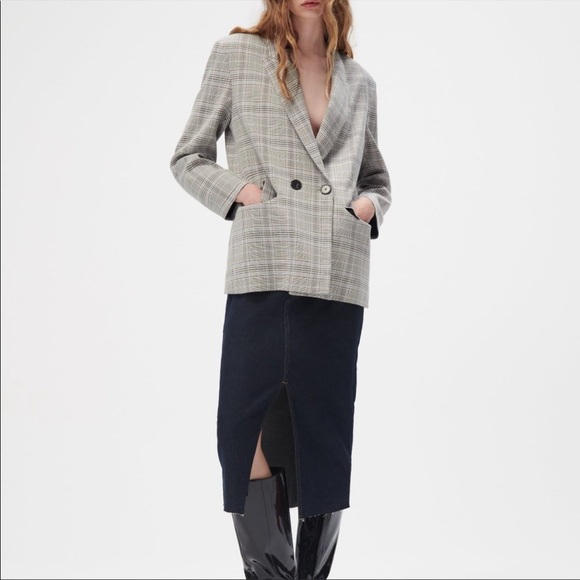 Zara Oversized Plaid Double Breasted Blazer NWOT (Part of Set) - Picture 2 of 6
